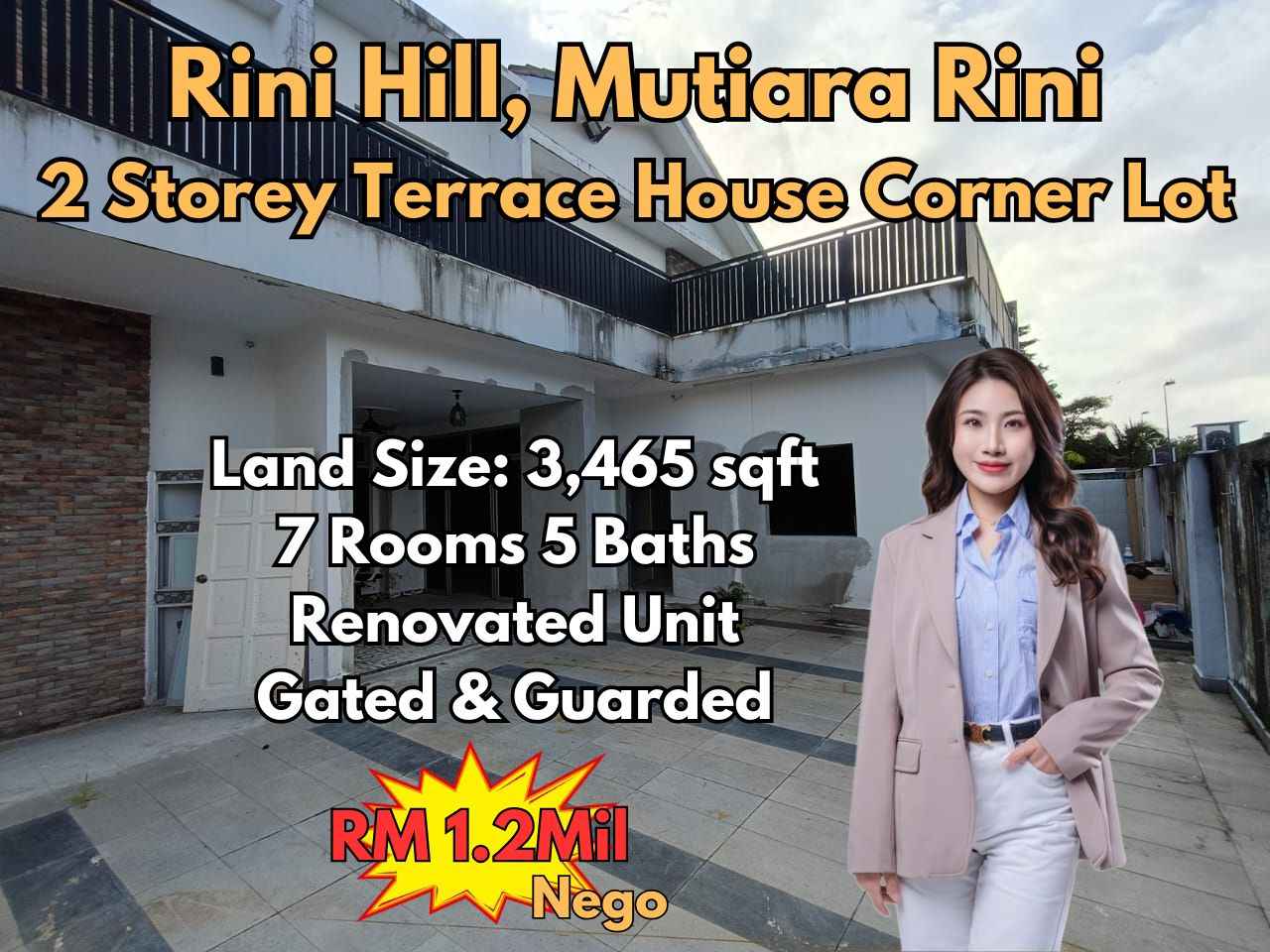 Rini Hill Jalan Jasa Mutiara Rini Double Storey Terrace House Corner ...